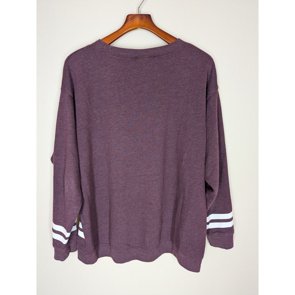 Pink Victoria's Secret Burgundy Oversized Boyfriend Varsity Crew Neck Love Pink - Picture 3 of 9